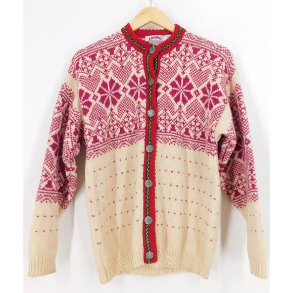 Cambridge Dry Goods Nordic‎ Fair Isle Button Front Wool Cardigan Size M Heritage - Picture 1 of 3